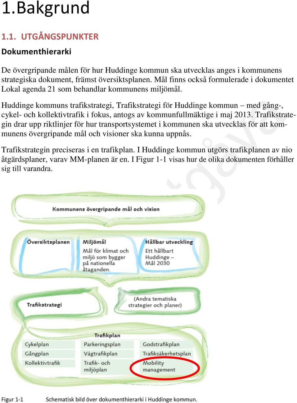 Huddinge kommuns trafikstrategi, Trafikstrategi för Huddinge kommun med gång-, cykel- och kollektivtrafik i fokus, antogs av kommunfullmäktige i maj 2013.