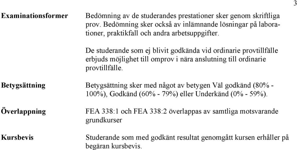 De studerande som ej blivit godkända vid ordinarie provtillfälle erbjuds möjlighet till omprov i nära anslutning till ordinarie provtillfälle.