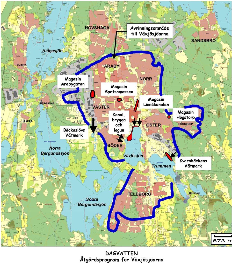 natrreservat Bäckalövs våtmark Bäckaslöv Idrottsplats Östra Räppe Värendsvallen Idrottsplats Sporthallar Västra indstriområde Västra Mark Tegnerkrkogården Skidacke Söder Domprostmossen Kala höjden