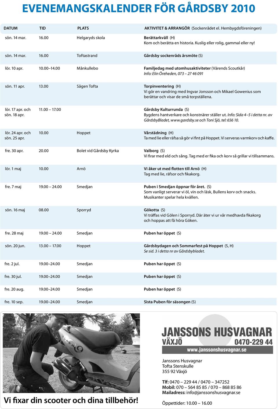 00 Månkullebo Familjedag med utomhusaktiviteter (Värends Scoutkår) Info: Elin Öreheden, 073 27 46 091 sön. 11 apr. 13.