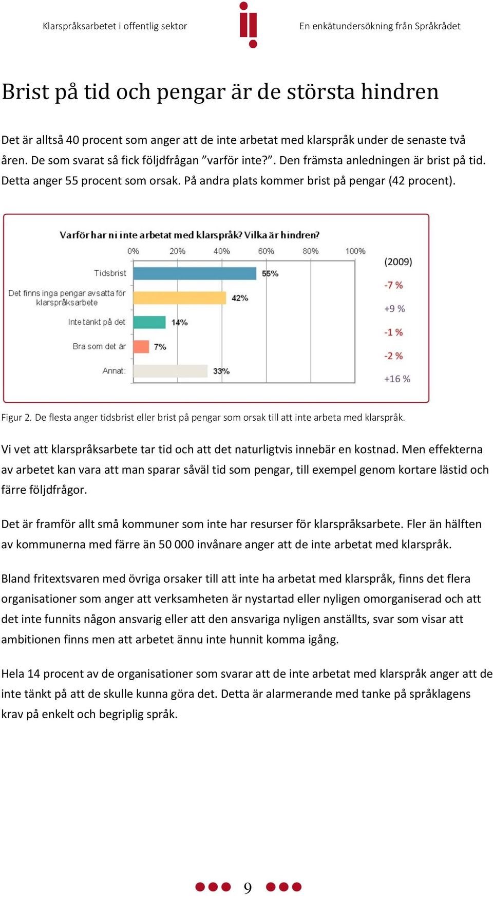 De flesta anger tidsbrist eller brist på pengar som orsak till att inte arbeta med klarspråk. Vi vet att klarspråksarbete tar tid och att det naturligtvis innebär en kostnad.