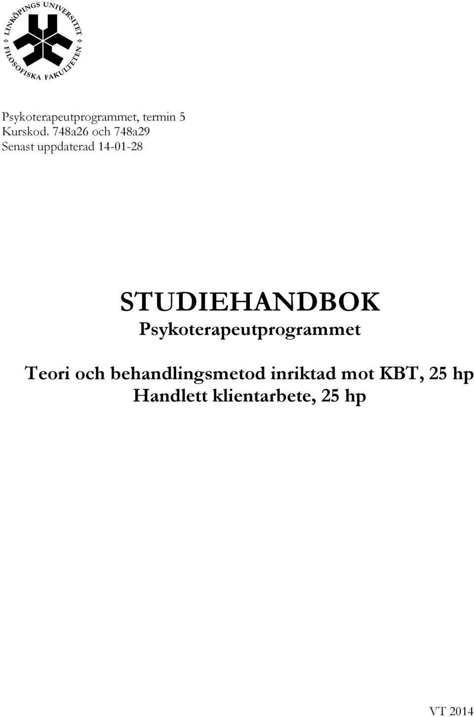 STUDIEHANDBOK Psykoterapeutprogrammet Teori och