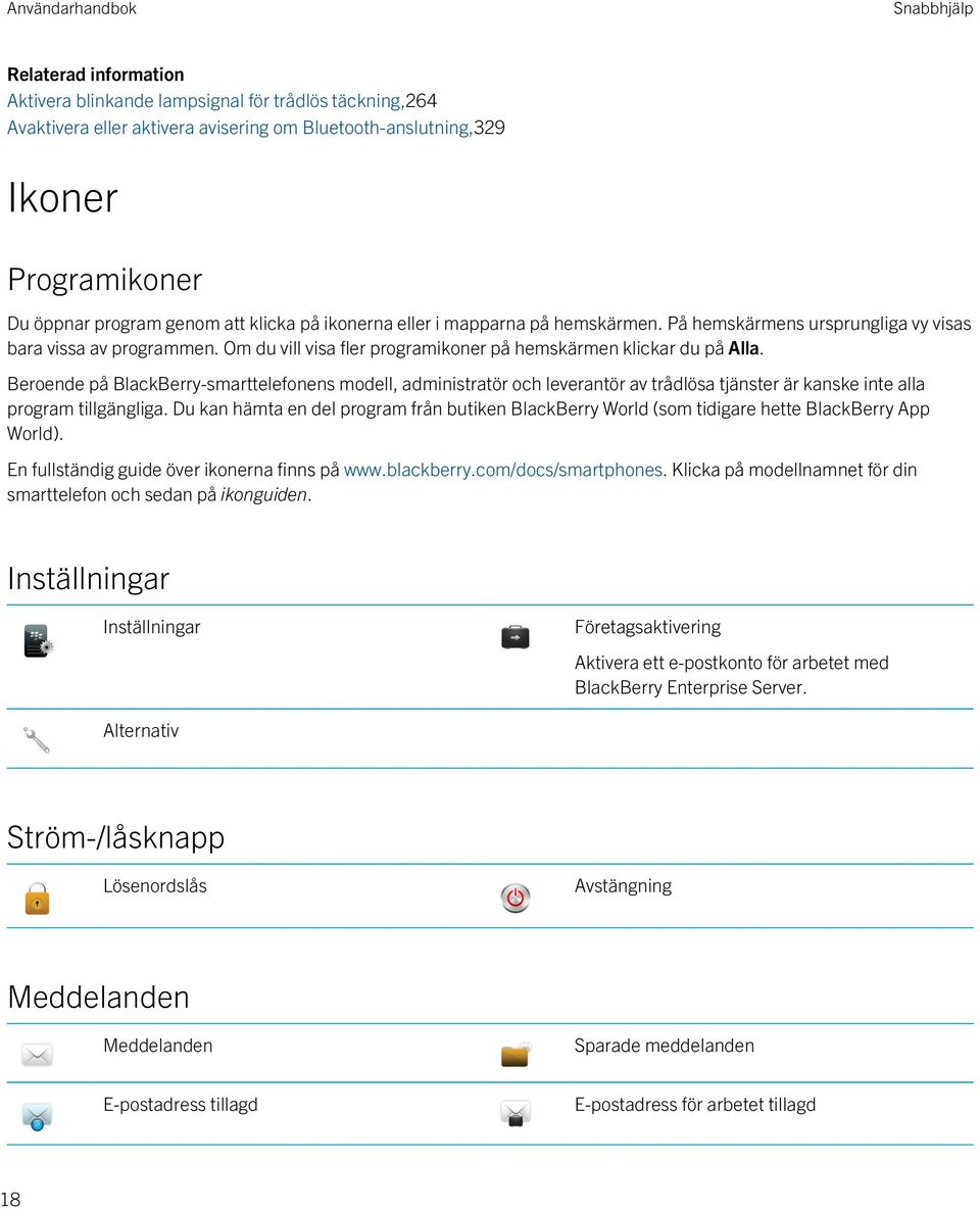 Beroende på BlackBerry-smarttelefonens modell, administratör och leverantör av trådlösa tjänster är kanske inte alla program tillgängliga.