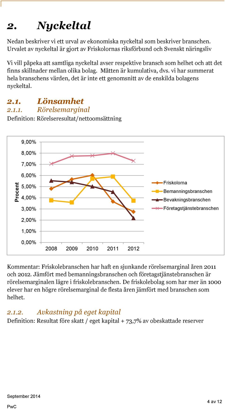 Måtten är kumulativa, dvs. vi har summerat hela branschens värden, det är inte ett genomsnitt av de enskilda bolagens nyckeltal. 2.1.