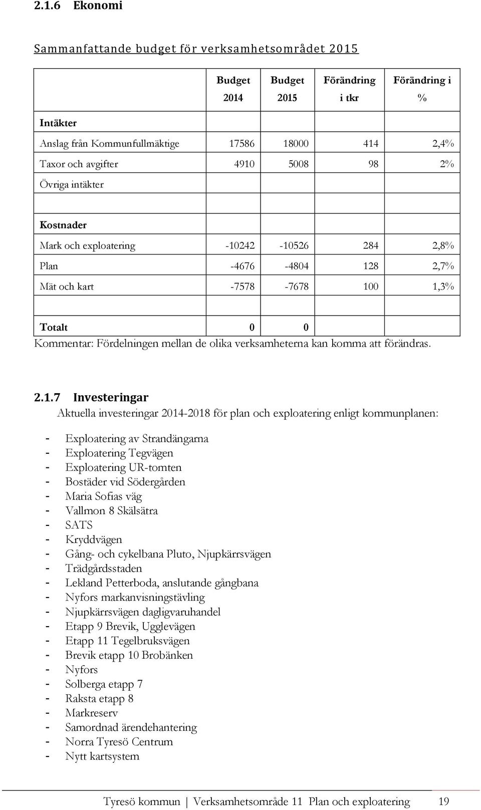 verksamheterna kan komma att förändras. 2.1.