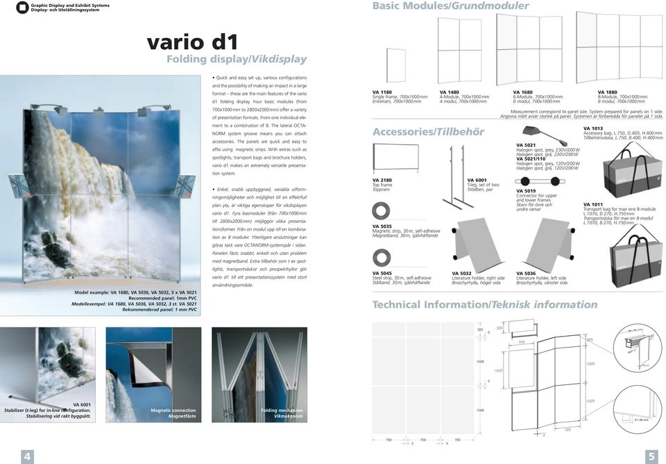 display. Four basic modules (from 700x1000mm to 2800x2000mm) offer a variety of presentation formats. From one individual element to a combination of 8.