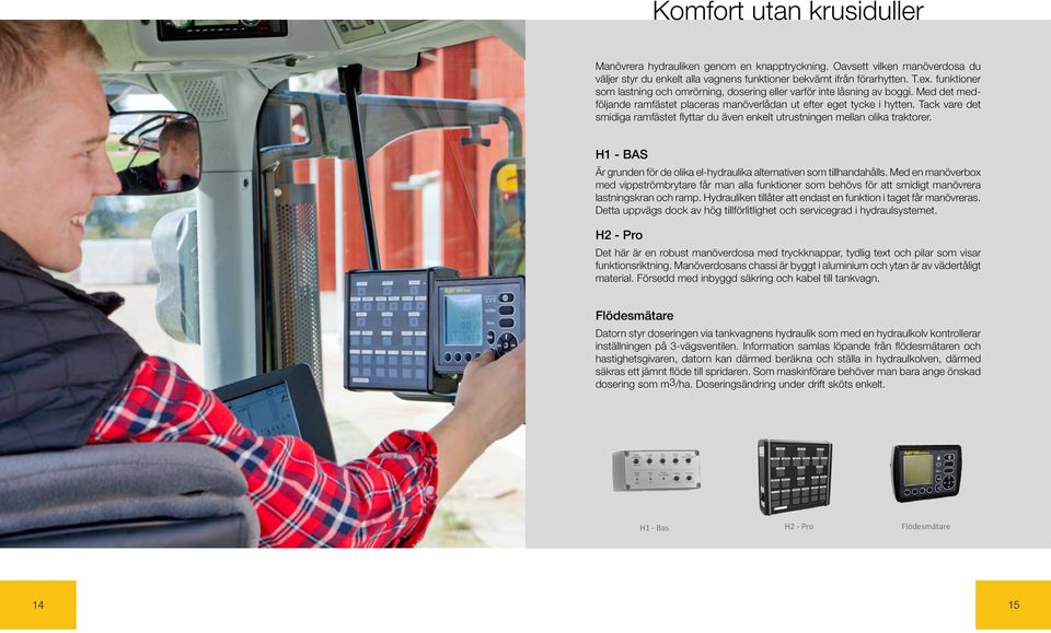 Tack vare det smidiga ramfästet flyttar du även enkelt utrustningen mellan olika traktorer. H1 - BAS Är grunden för de olika el-hydraulika alternativen som tillhandahålls.