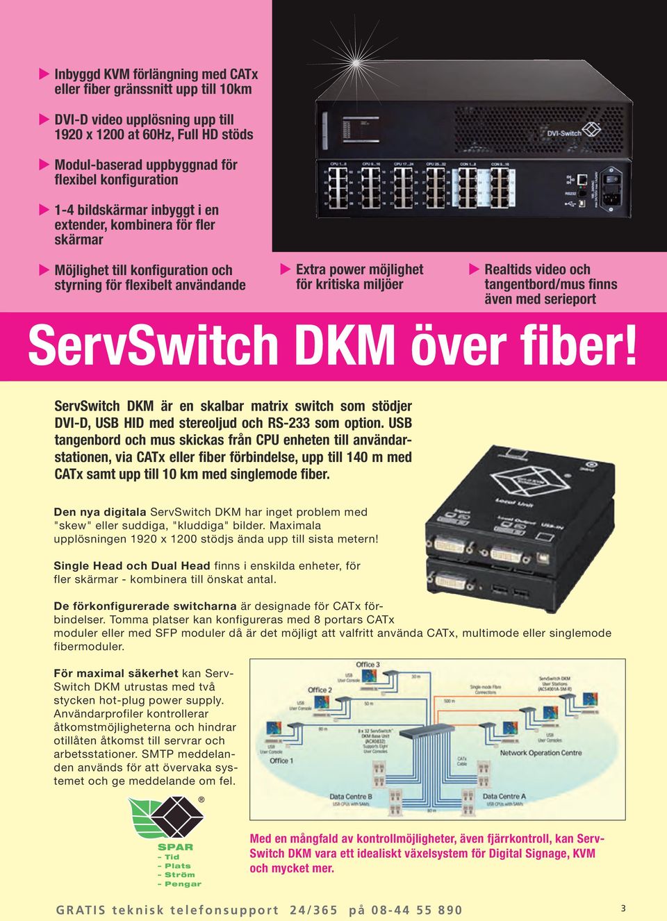och tangentbord/mus finns även med serieport ServSwitch DKM över fiber! ServSwitch DKM är en skalbar matrix switch som stödjer DVI-D, USB HID med stereoljud och RS-233 som option.
