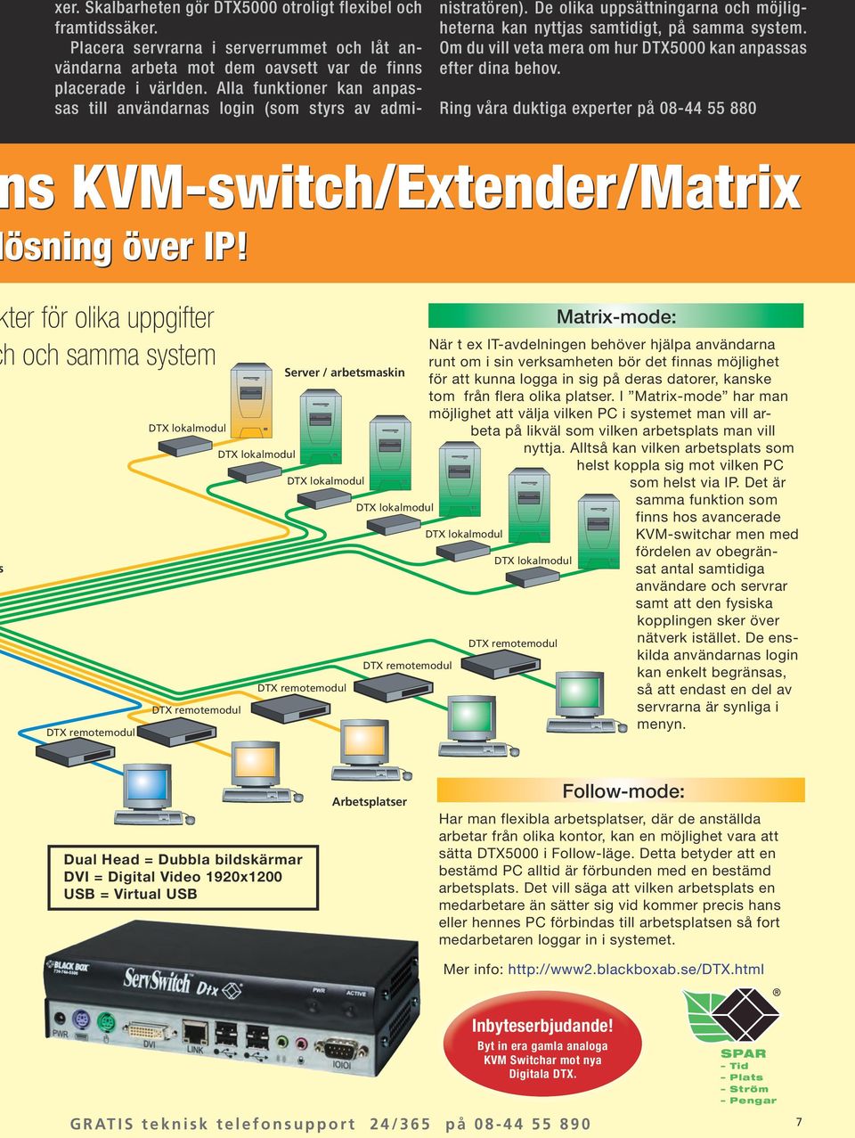 Om du vill veta mera om hur DTX5000 kan anpassas efter dina behov. Ring våra duktiga experter på 08-44 55 880 s KVM-switch/Extender/Matrix ösning över IP!