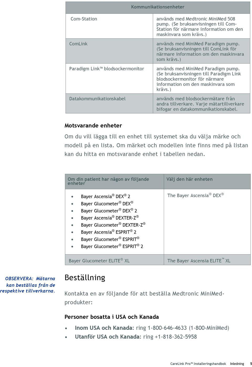 ) används med MiniMed Paradigm pump. (Se bruksanvisningen till Paradigm Link blodsockermonitor för närmare information om den maskinvara som krävs.