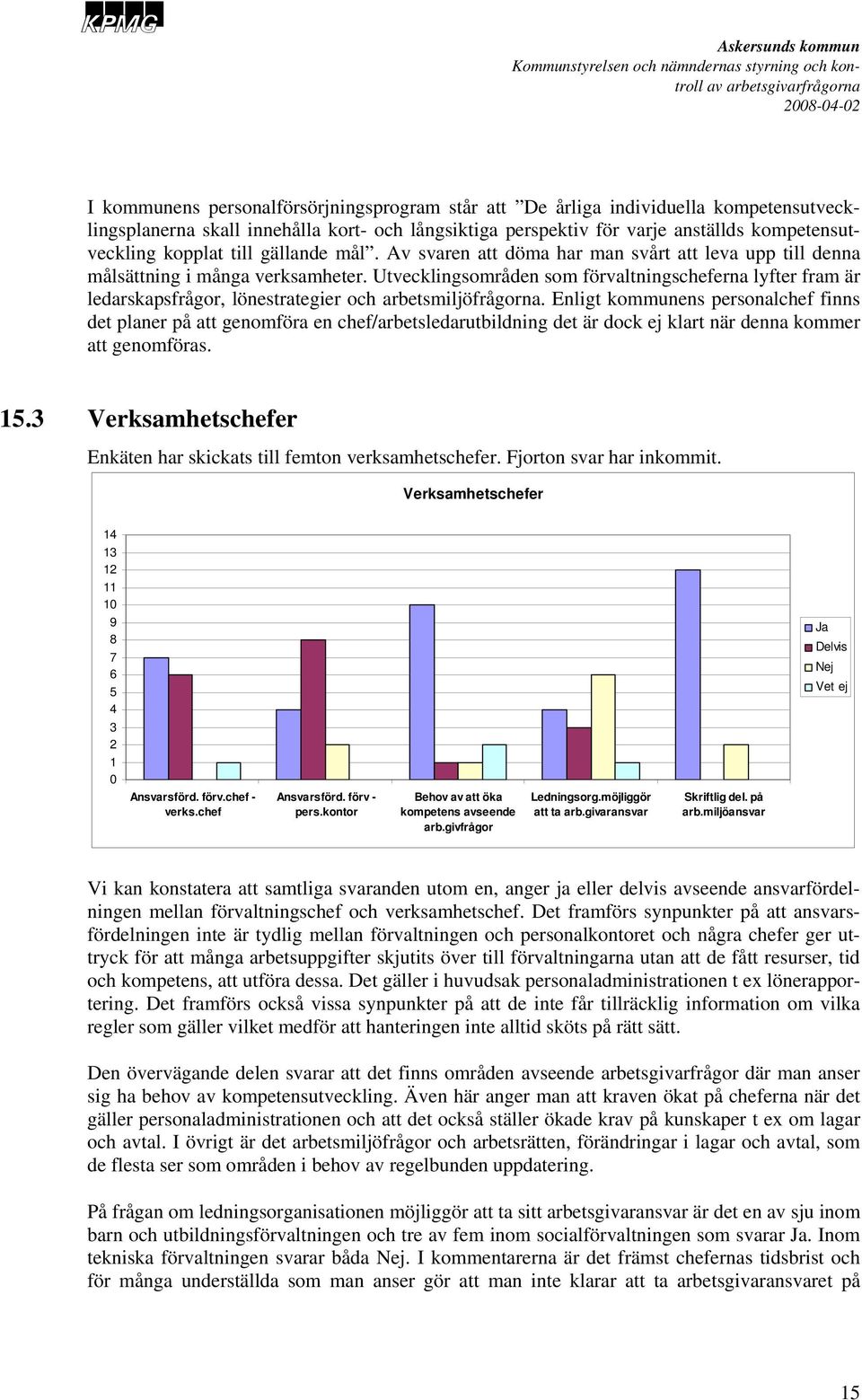 Utvecklingsområden som förvaltningscheferna lyfter fram är ledarskapsfrågor, lönestrategier och arbetsmiljöfrågorna.