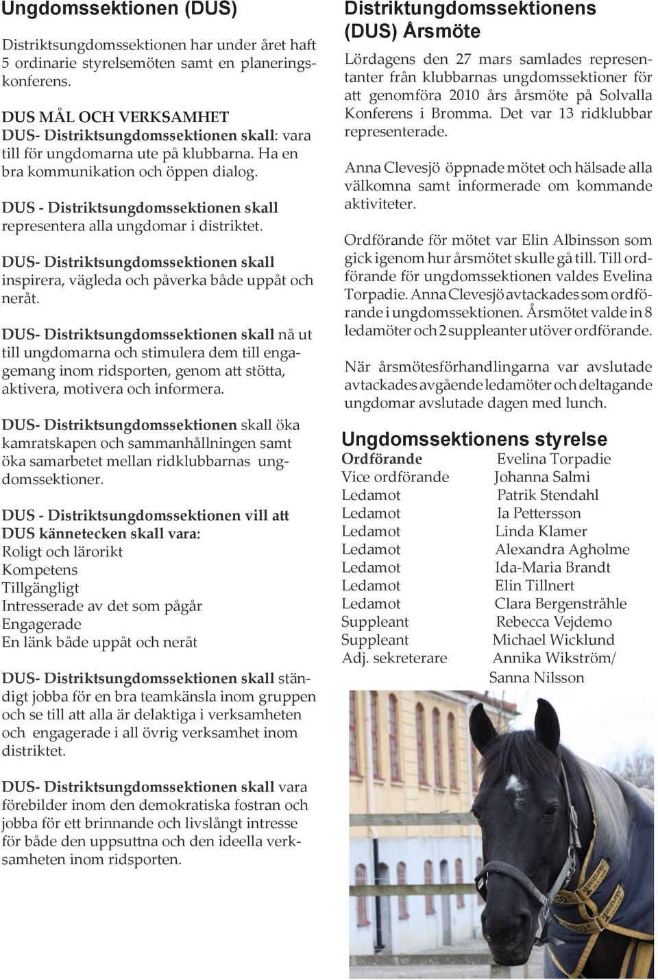 DUS - Distriktsungdomssektionen skall representera alla ungdomar i distriktet. DUS- Distriktsungdomssektionen skall inspirera, vägleda och påverka både uppåt och neråt.