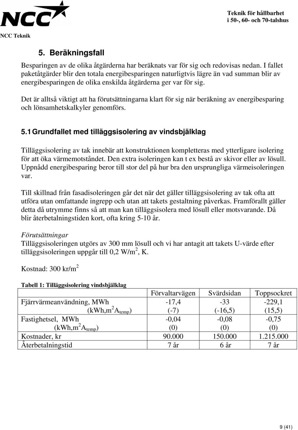 Det är alltså viktigt att ha förutsättningarna klart för sig när beräkning av energibesparing och lönsamhetskalkyler genomförs. 5.