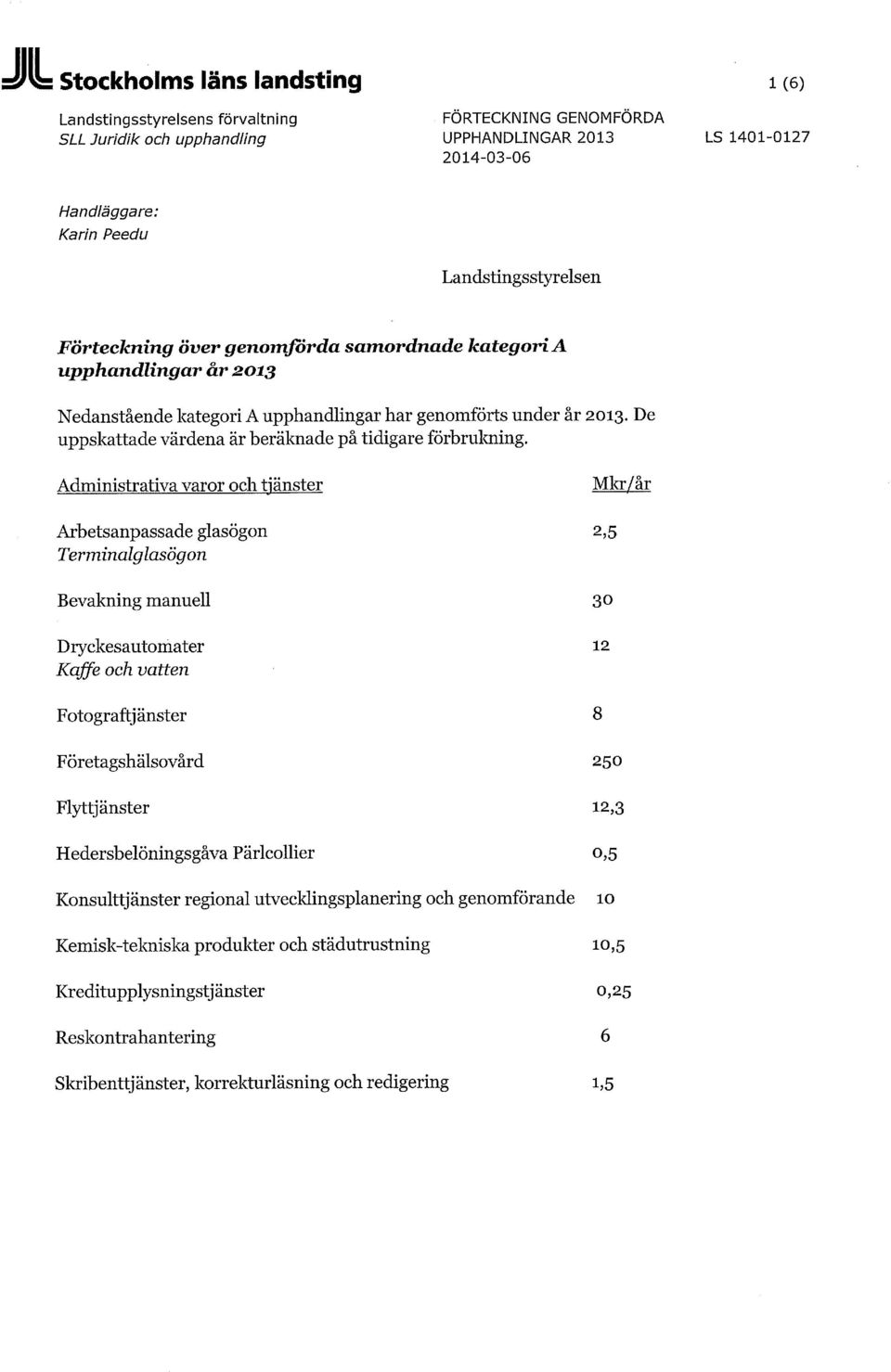 Administrativa varor och tjänster Arbetsanpassade glasögon Terminalglasögon Bevakning manuell Dryckesautomater Kaffe och vatten Fotogr aftj änster Företagshälsovård Flyttj änster Hedersbelöningsgåva