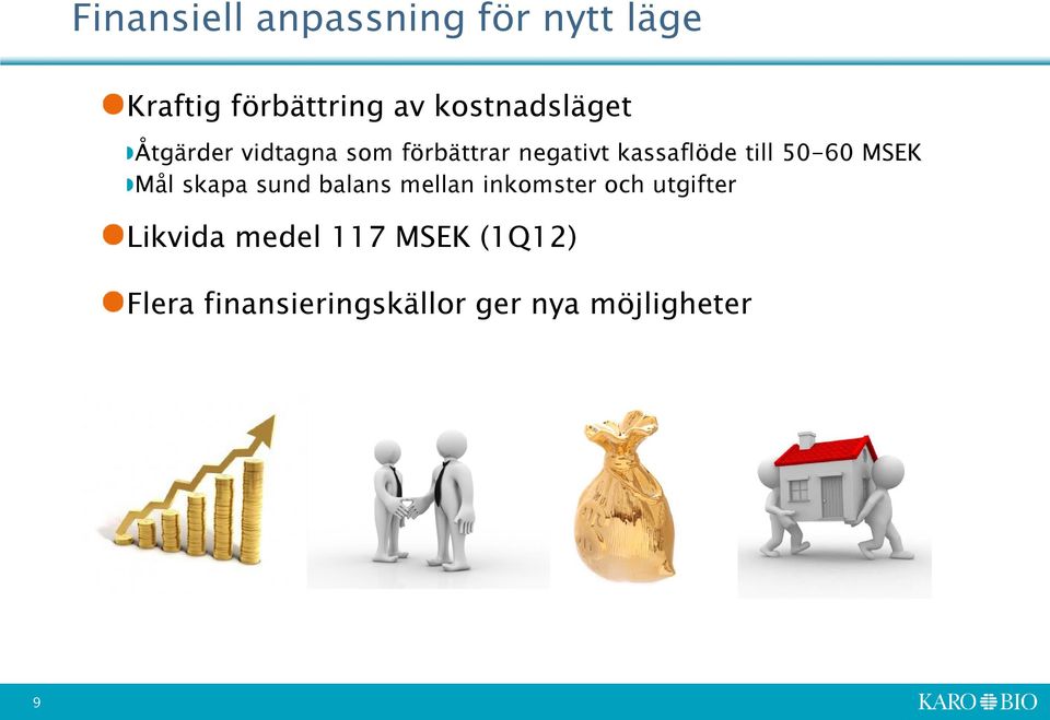 till 50-60 MSEK Mål skapa sund balans mellan inkomster och utgifter