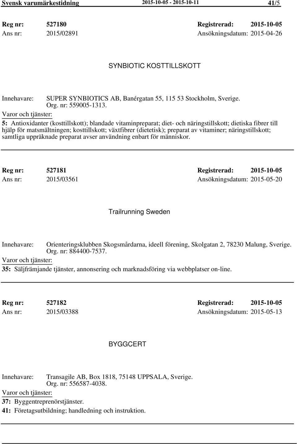 5: Antioxidanter (kosttillskott); blandade vitaminpreparat; diet- och näringstillskott; dietiska fibrer till hjälp för matsmältningen; kosttillskott; växtfibrer (dietetisk); preparat av vitaminer;