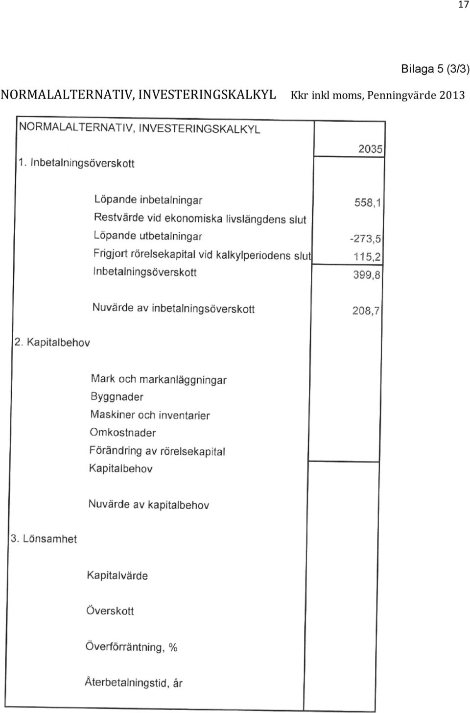 INVESTERINGSKALKYL