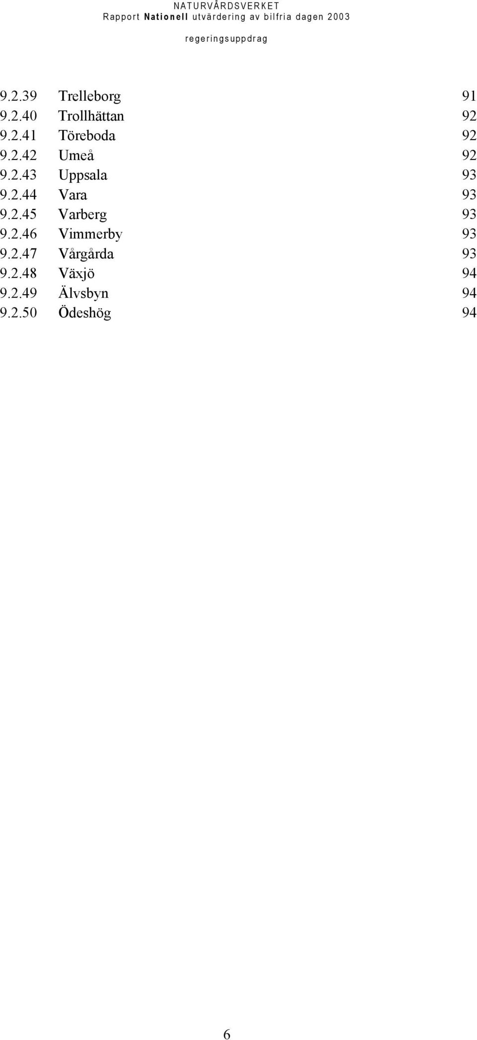 2.46 Vimmerby 93 9.2.47 Vårgårda 93 9.2.48 Växjö 94 9.