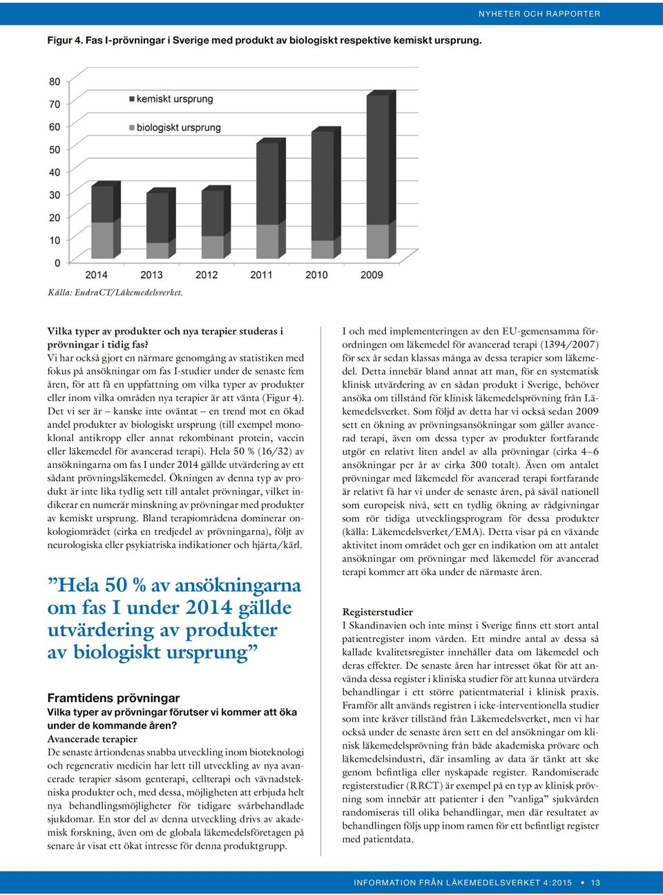 Vi har också gjort en närmare genomgång av statistiken med fokus på ansökningar om fas I-studier under de senaste fem åren, för att få en uppfattning om vilka typer av produkter eller inom vilka