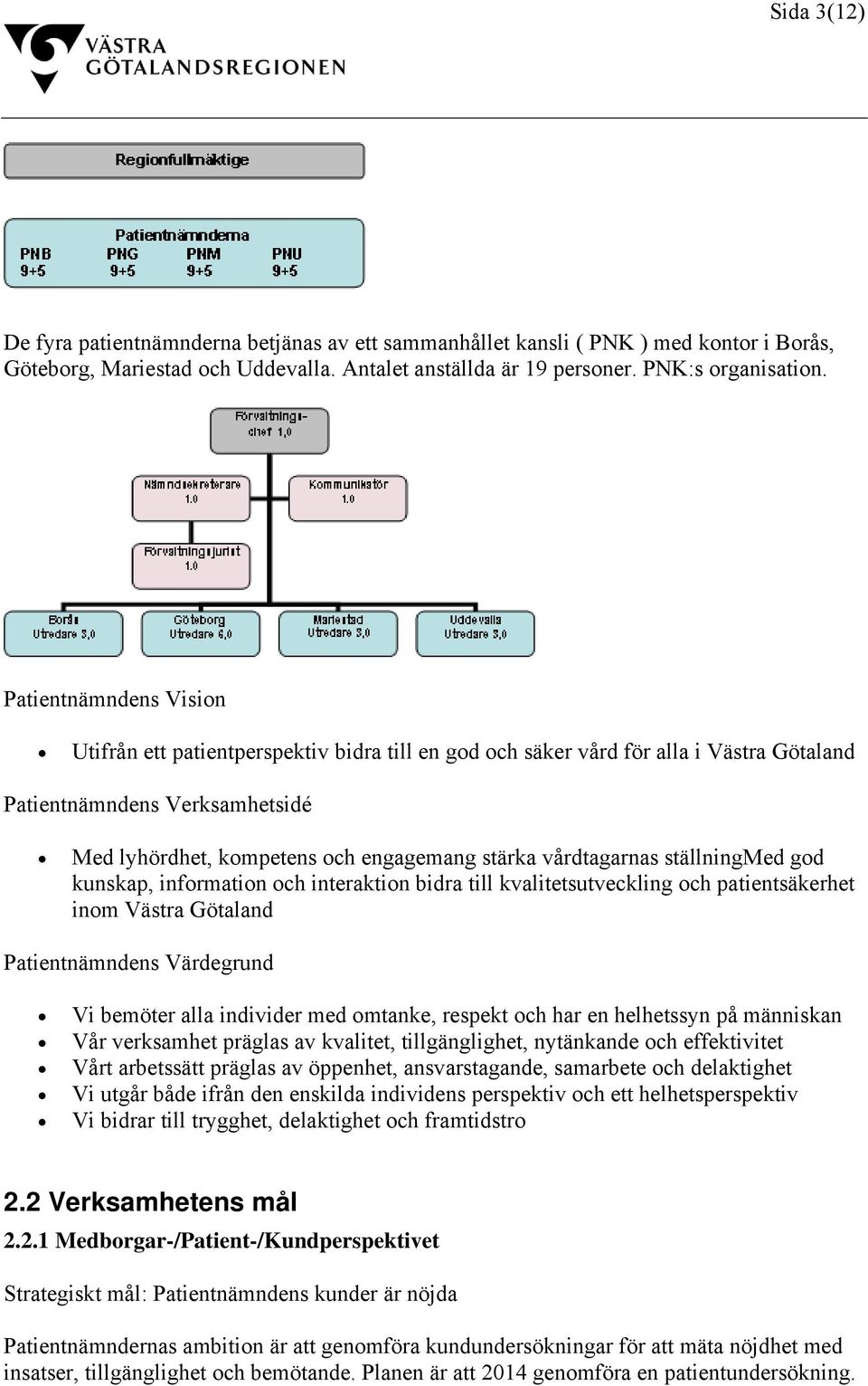 vårdtagarnas ställningmed god kunskap, information och interaktion bidra till kvalitetsutveckling och patientsäkerhet inom Västra Götaland Patientnämndens Värdegrund Vi bemöter alla individer med