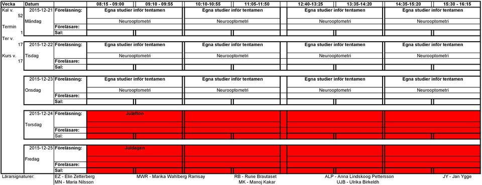 Föreläsning: Kurs v.