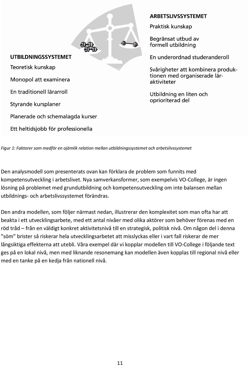 Nya samverkansformer, som exempelvis VO-College, är ingen lösning på problemet med grundutbildning och kompetensutveckling om inte balansen mellan utbildnings- och arbetslivssystemet förändras.