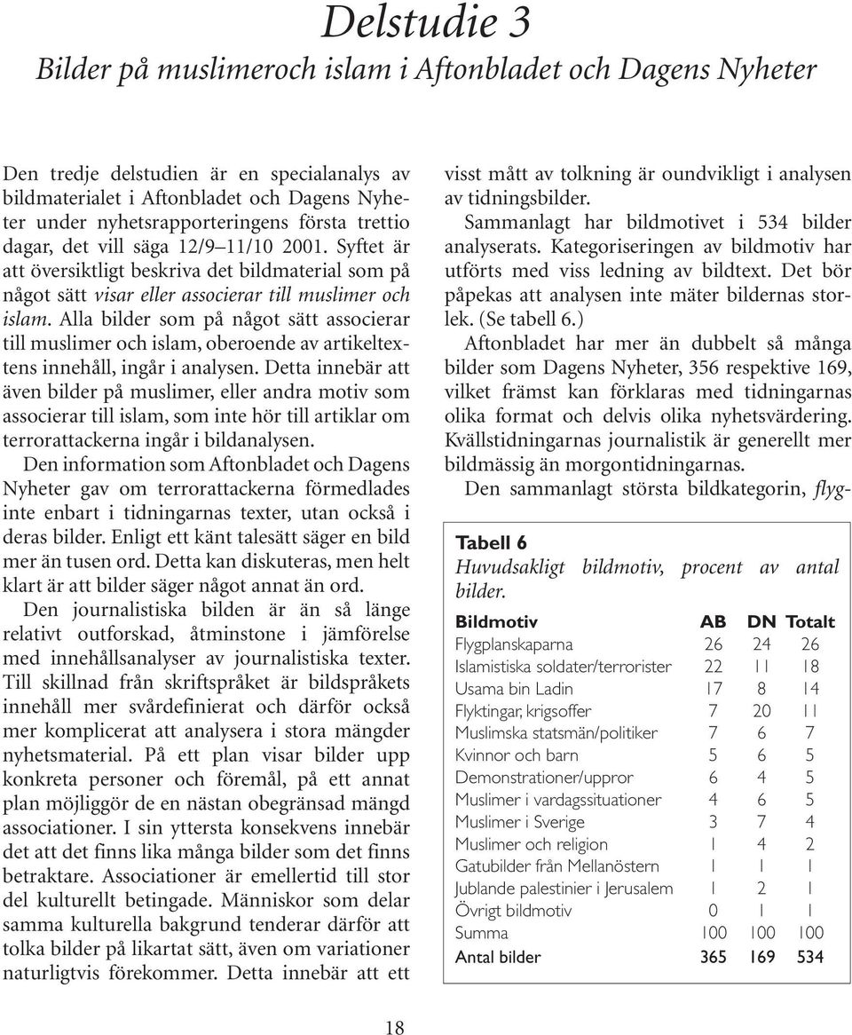 Alla bilder som på något sätt associerar till muslimer och islam, oberoende av artikeltextens innehåll, ingår i analysen.