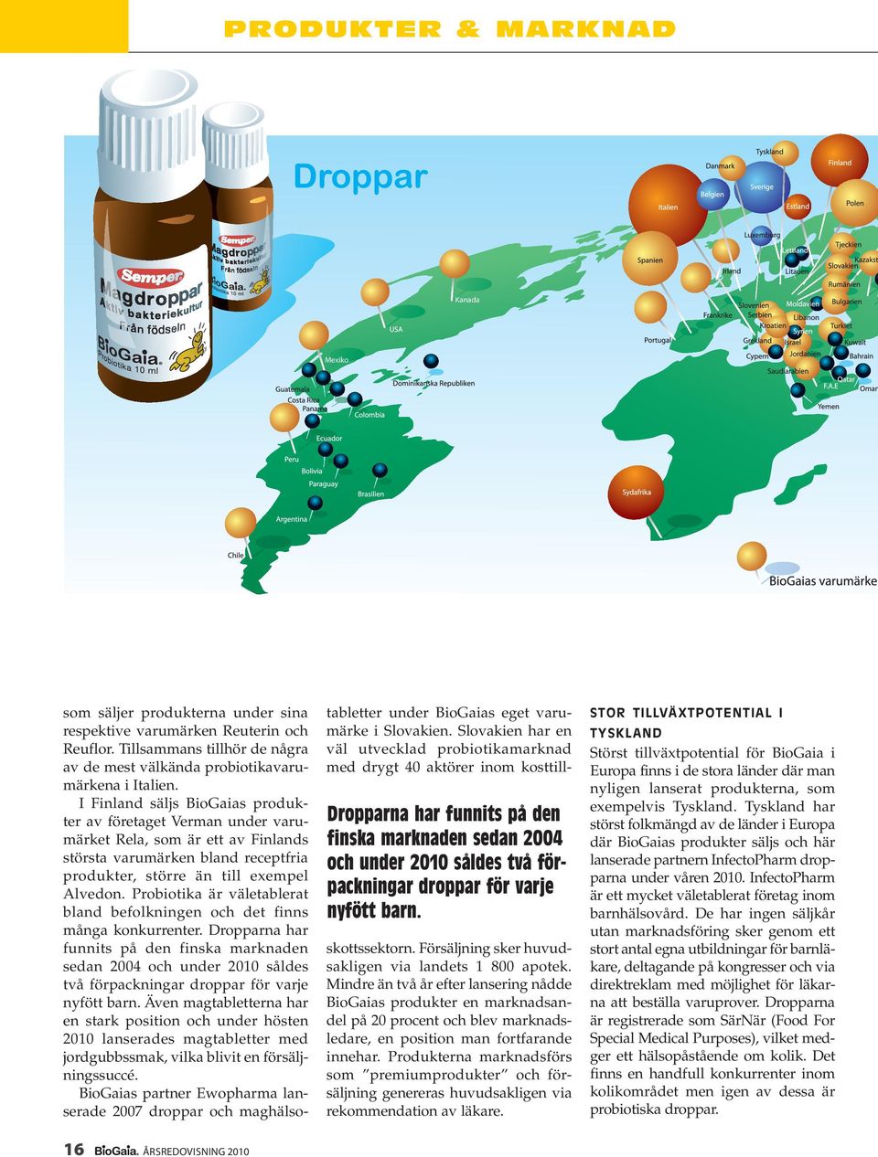 I Finland säljs BioGaias produkter av företaget Verman under varumärket Rela, som är ett av Finlands största varumärken bland receptfria produkter, större än till exempel Alvedon.