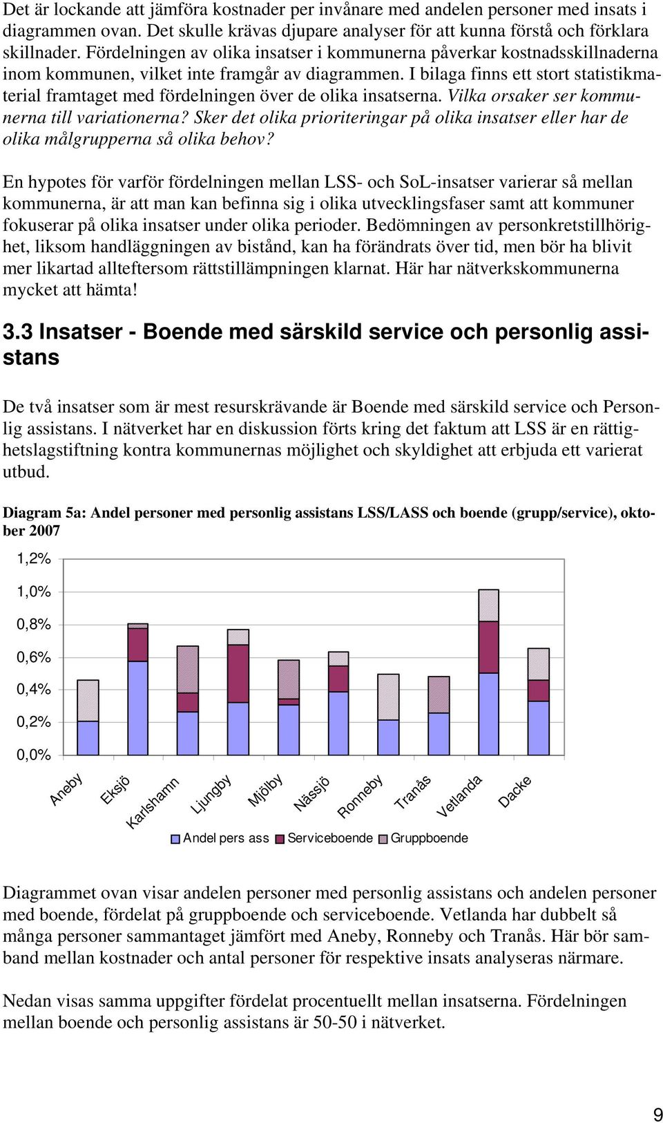 I bilaga finns ett stort statistikmaterial framtaget med fördelningen över de olika insatserna. Vilka orsaker ser kommunerna till variationerna?