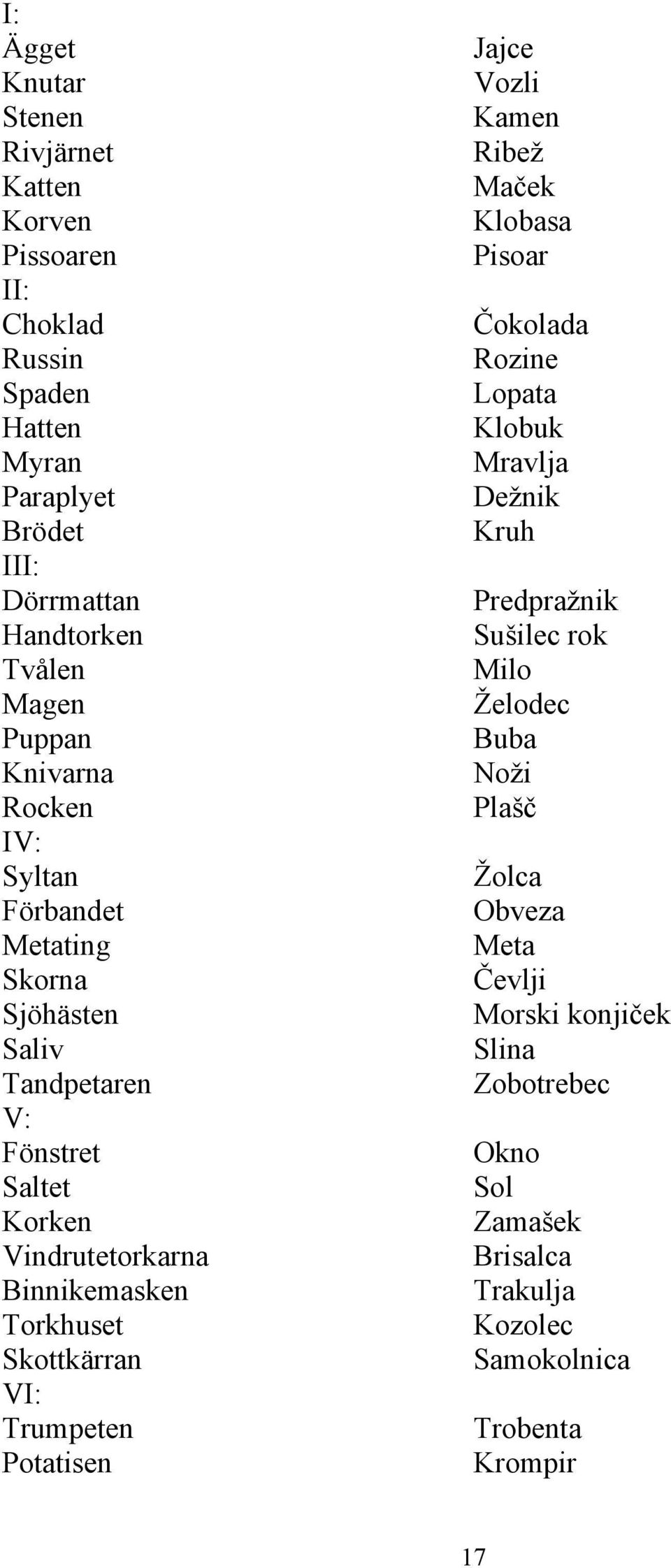 Noži Rocken Plašč IV: Syltan Žolca Förbandet Obveza Metating Meta Skorna Čevlji Sjöhästen Morski konjiček Saliv Slina Tandpetaren Zobotrebec V: Fönstret