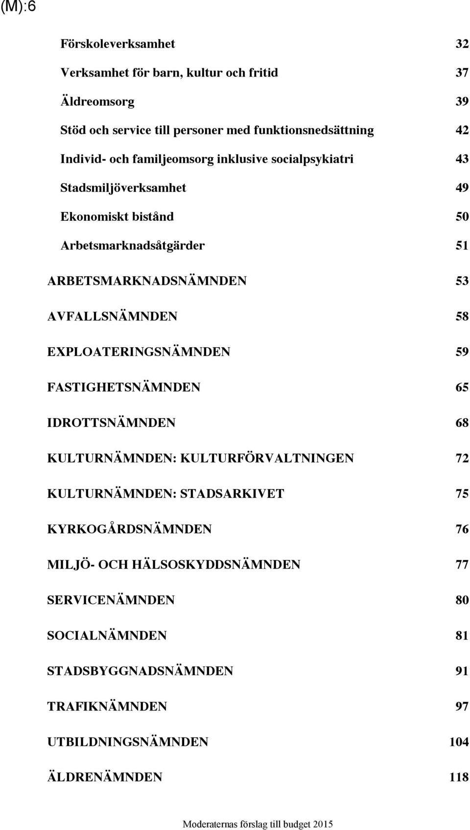 AVFALLSNÄMNDEN 58 EXPLOATERINGSNÄMNDEN 59 FASTIGHETSNÄMNDEN 65 IDROTTSNÄMNDEN 68 KULTURNÄMNDEN: KULTURFÖRVALTNINGEN 72 KULTURNÄMNDEN: STADSARKIVET 75