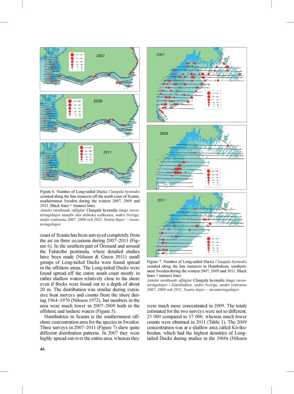 Svarta linjer = inventeringslinjer. coast of Scania has been surveyed completely from the air on three occasions during 2007 2011 (Figure 6).