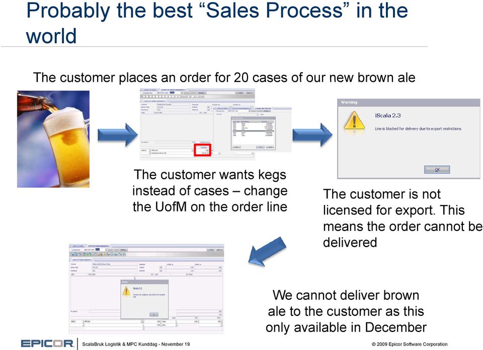 on the order line The customer is not licensed for export.