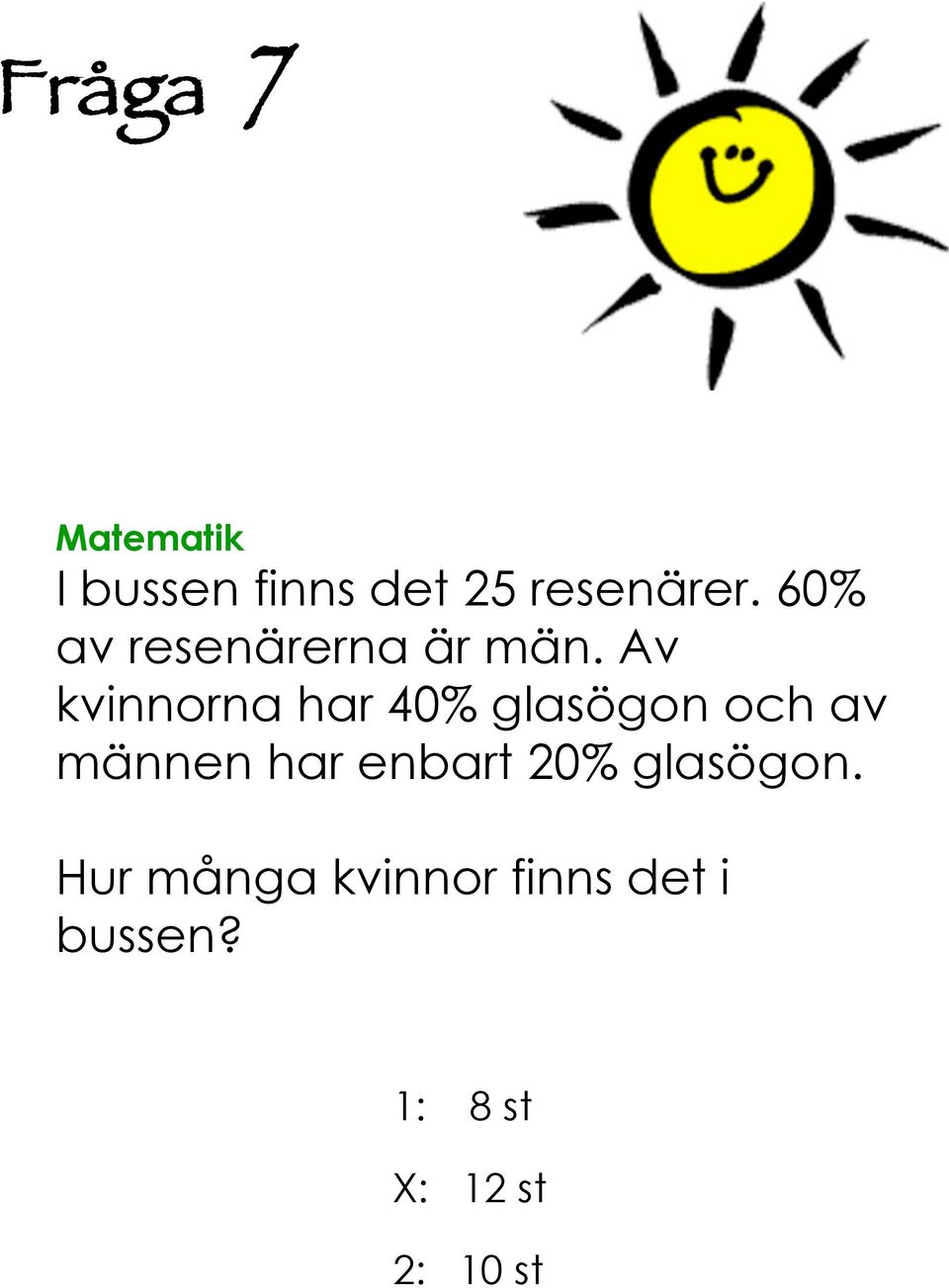 Av kvinnorna har 40% glasögon och av männen har