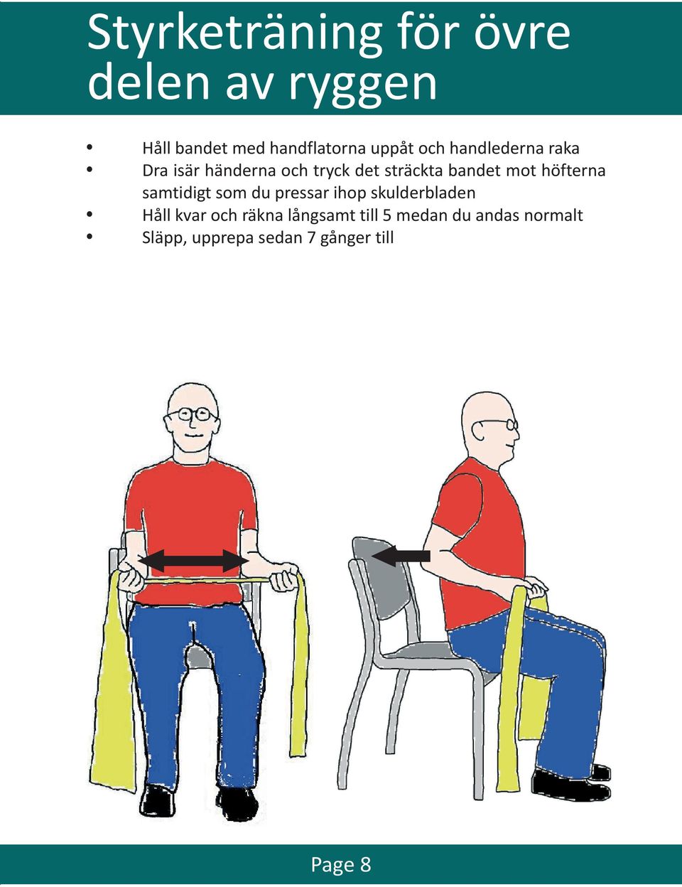 höfterna samtidigt som du pressar ihop skulderbladen Håll kvar och räkna