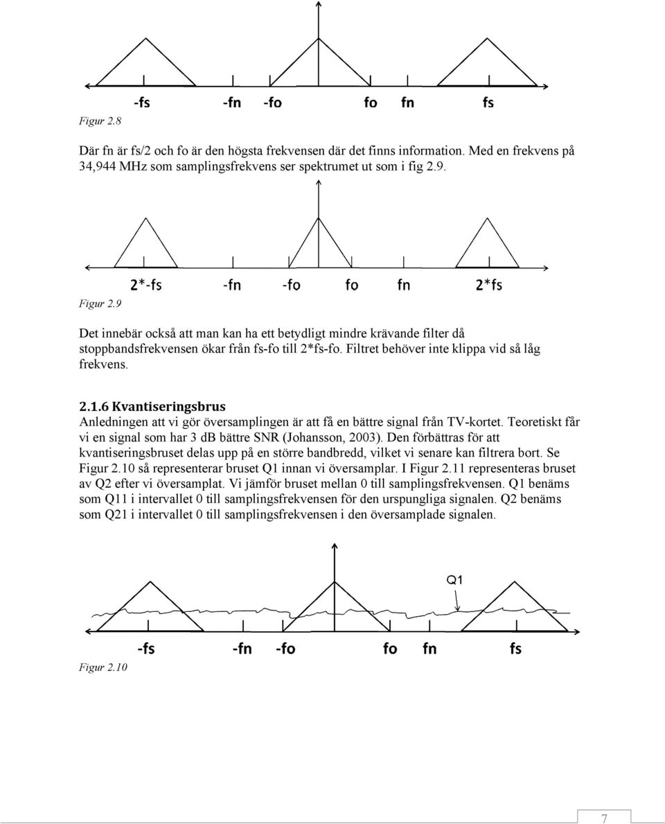 6 Kvantiseringsbrus Anledningen att vi gör översamplingen är att få en bättre signal från TV-kortet. Teoretiskt får vi en signal som har 3 db bättre SNR (Johansson, 2003).