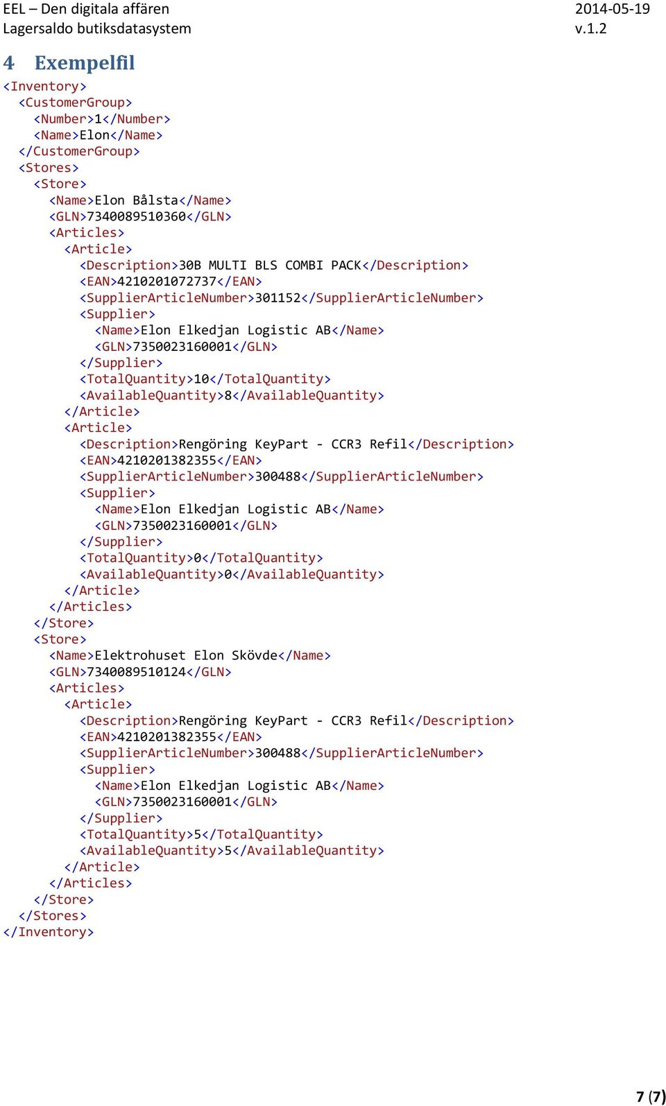 </Supplier> <TotalQuantity>10</TotalQuantity> <AvailableQuantity>8</AvailableQuantity> </Article> <Article> <Description>Rengöring KeyPart - CCR3 Refil</Description> <EAN>4210201382355</EAN>
