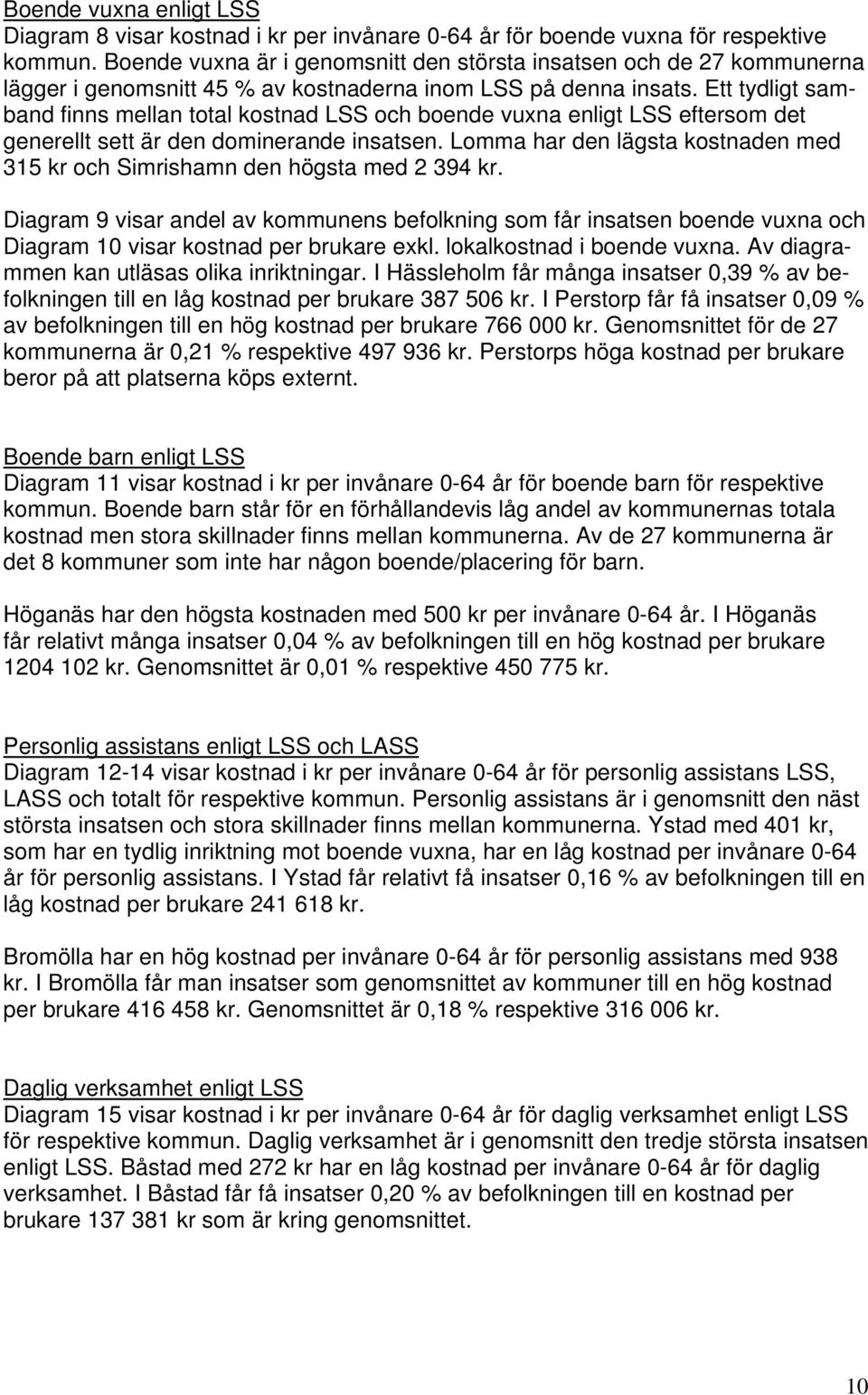 Ett tydligt samband finns mellan total kostnad LSS och boende vuxna enligt LSS eftersom det generellt sett är den dominerande insatsen.