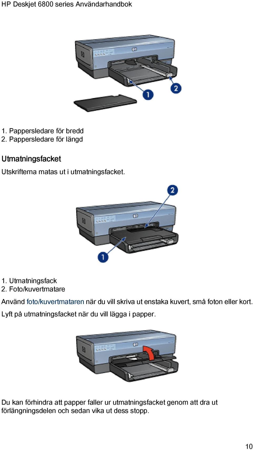 Foto/kuvertmatare Använd foto/kuvertmataren när du vill skriva ut enstaka kuvert, små foton eller kort.