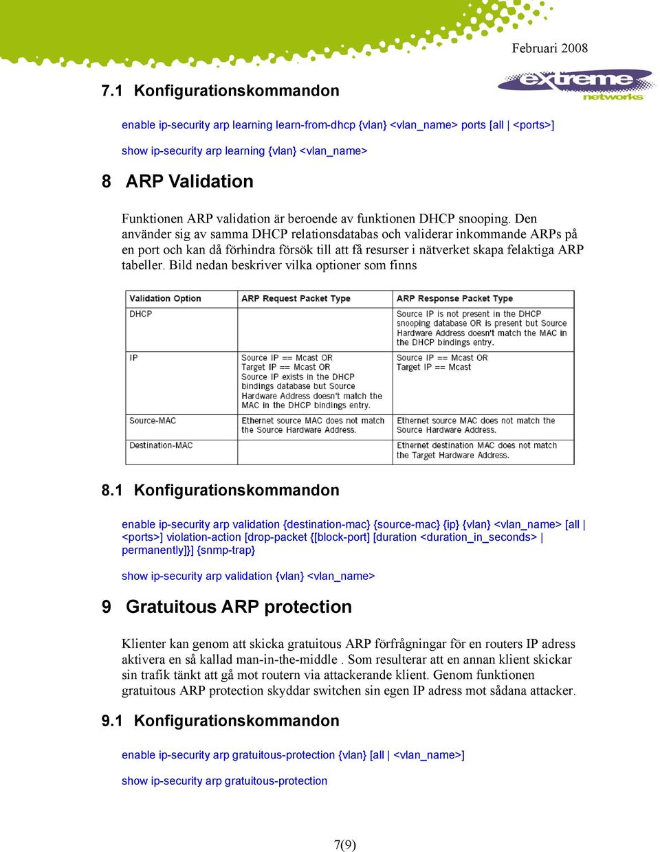 Den använder sig av samma DHCP relationsdatabas och validerar inkommande ARPs på en port och kan då förhindra försök till att få resurser i nätverket skapa felaktiga ARP tabeller.