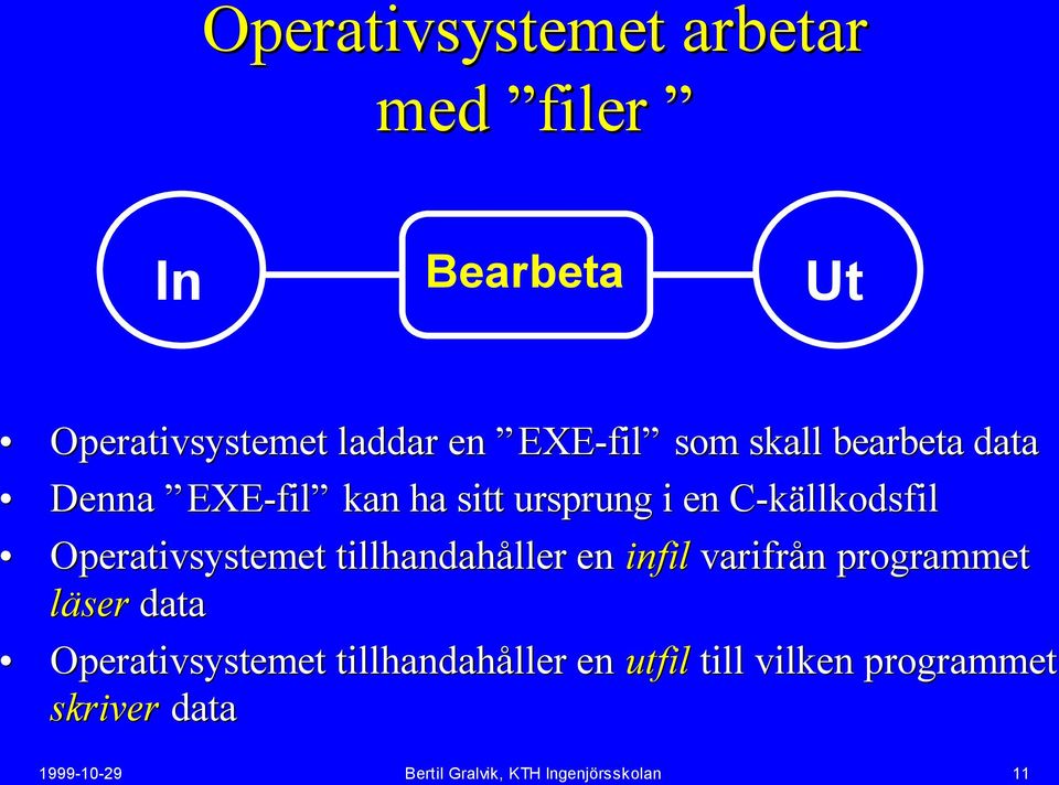 tillhandahåller en infil varifrån programmet läser data Operativsystemet tillhandahåller