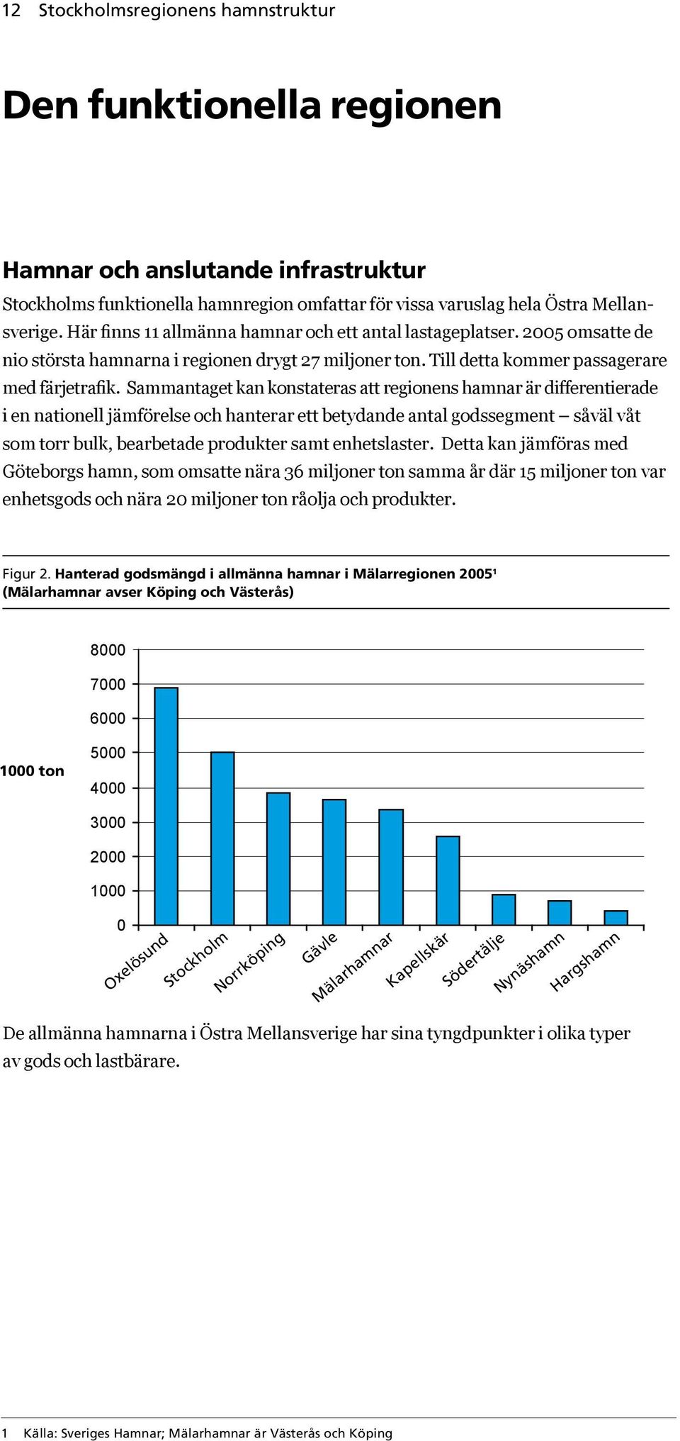 Sammantaget kan konstateras att regionens hamnar är differentierade i en nationell jämförelse och hanterar ett betydande antal godssegment såväl våt som torr bulk, bearbetade produkter samt