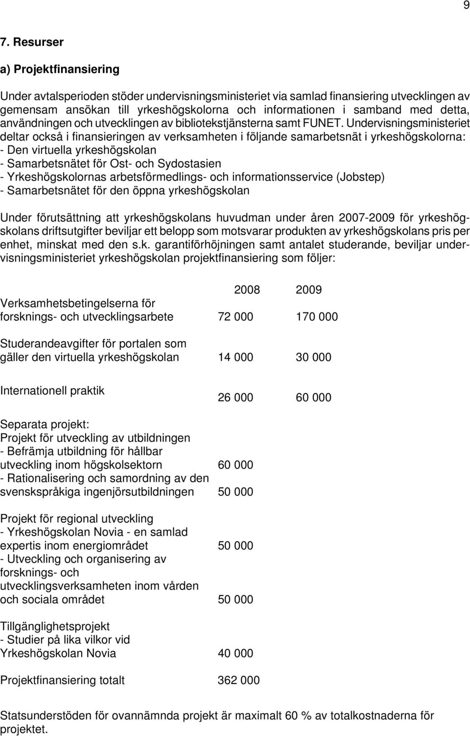 Undervisningsministeriet deltar också i finansieringen av verksamheten i följande samarbetsnät i yrkeshögskolorna: - Den virtuella yrkeshögskolan - Samarbetsnätet för Ost- och Sydostasien -