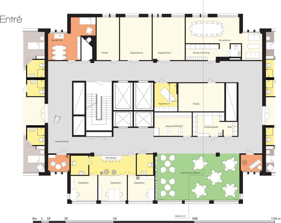 60 m 1:200 Samtal/ Musik 0m 1 5 10 20 30 m Skrivplatser 1:100 Gemensamt dagrum