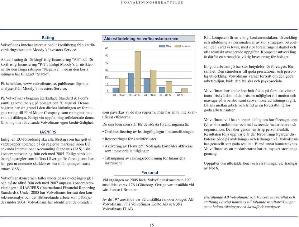 På hemsidan, www.volvofinans.se, publiceras löpande analyser från Moody s Investors Service. På Volvofinans begäran återkallade Standard & Poor s samtliga kreditbetyg på bolaget den 30 augusti.