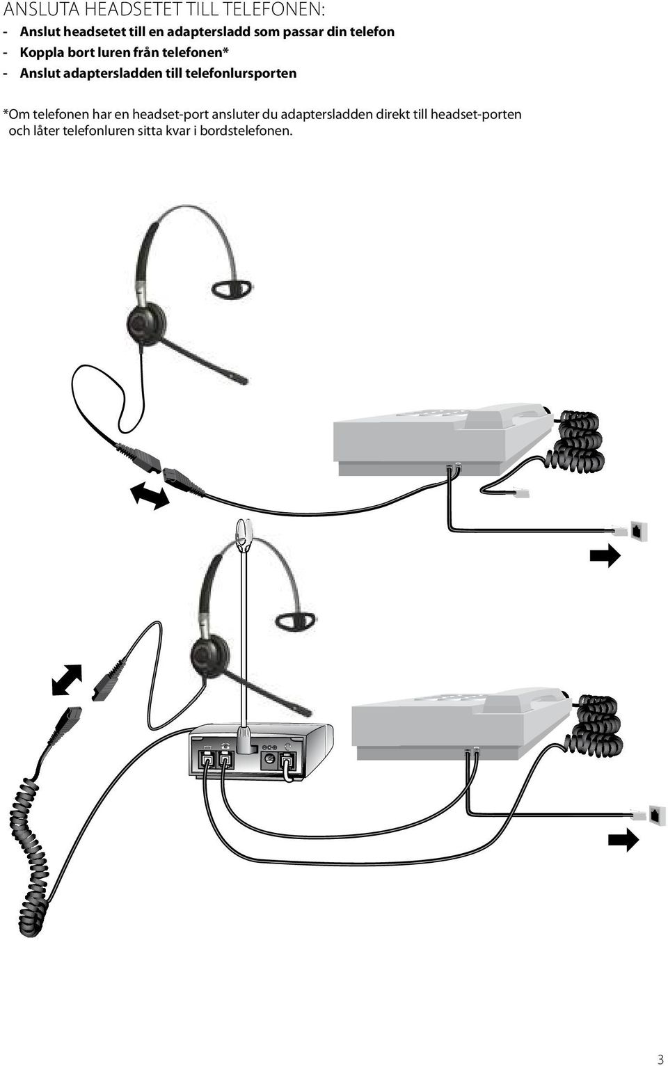 till telefonlursporten * Om telefonen har en headset-port ansluter du