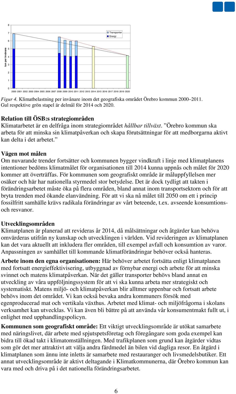 Relation till ÖSB:s strategiområden Klimatarbetet är en delfråga inom strategiområdet hållbar tillväxt.