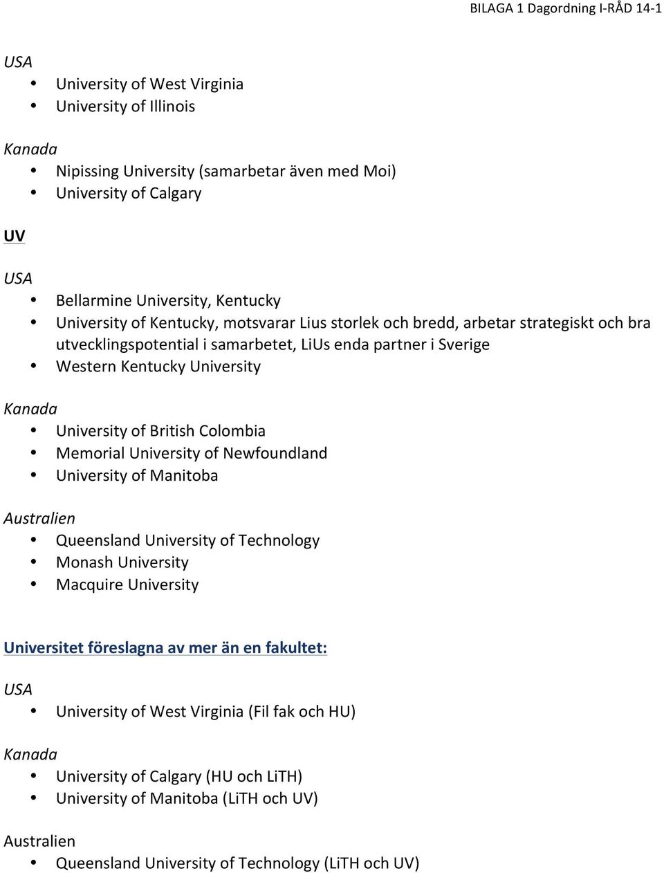 of British Colombia Memorial University of Newfoundland University of Manitoba Australien Queensland University of Technology Monash University Macquire University Universitet föreslagna av mer