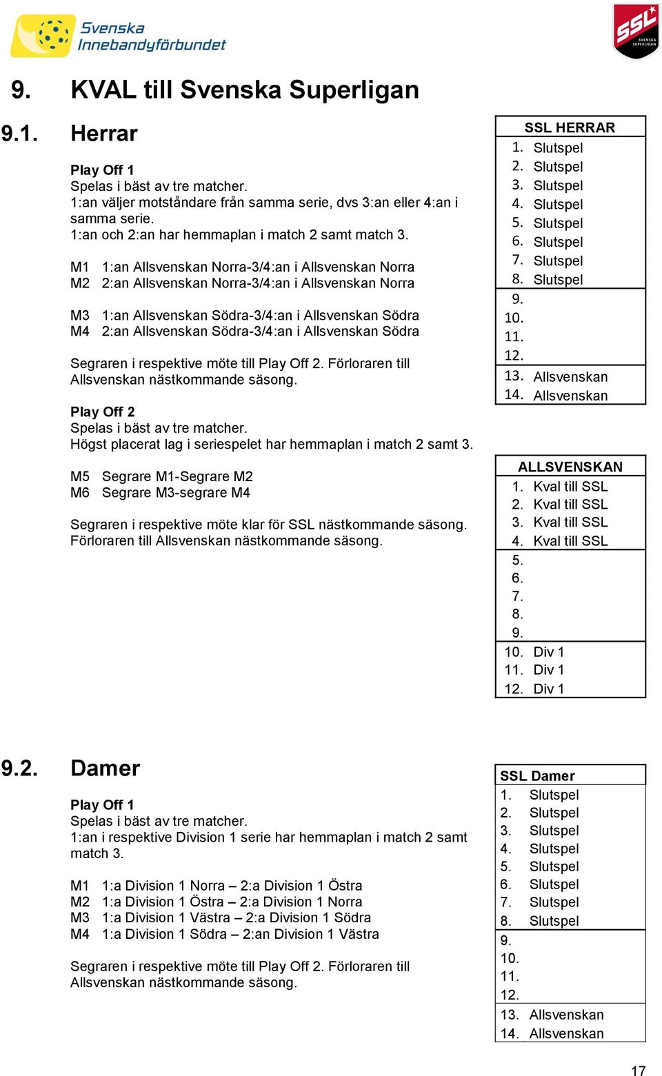 M1 1:an Allsvenskan Norra-3/4:an i Allsvenskan Norra M2 2:an Allsvenskan Norra-3/4:an i Allsvenskan Norra M3 1:an Allsvenskan Södra-3/4:an i Allsvenskan Södra M4 2:an Allsvenskan Södra-3/4:an i