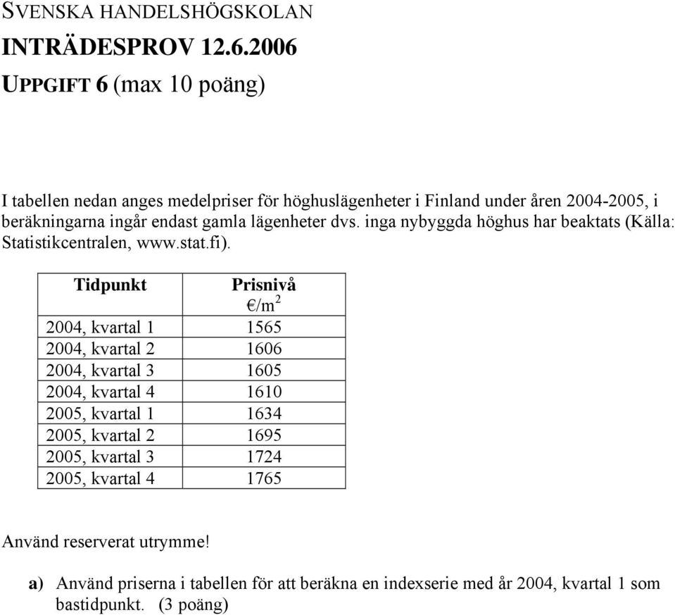 lägenheter dvs. inga nybyggda höghus har beaktats (Källa: Statistikcentralen, www.stat.fi).